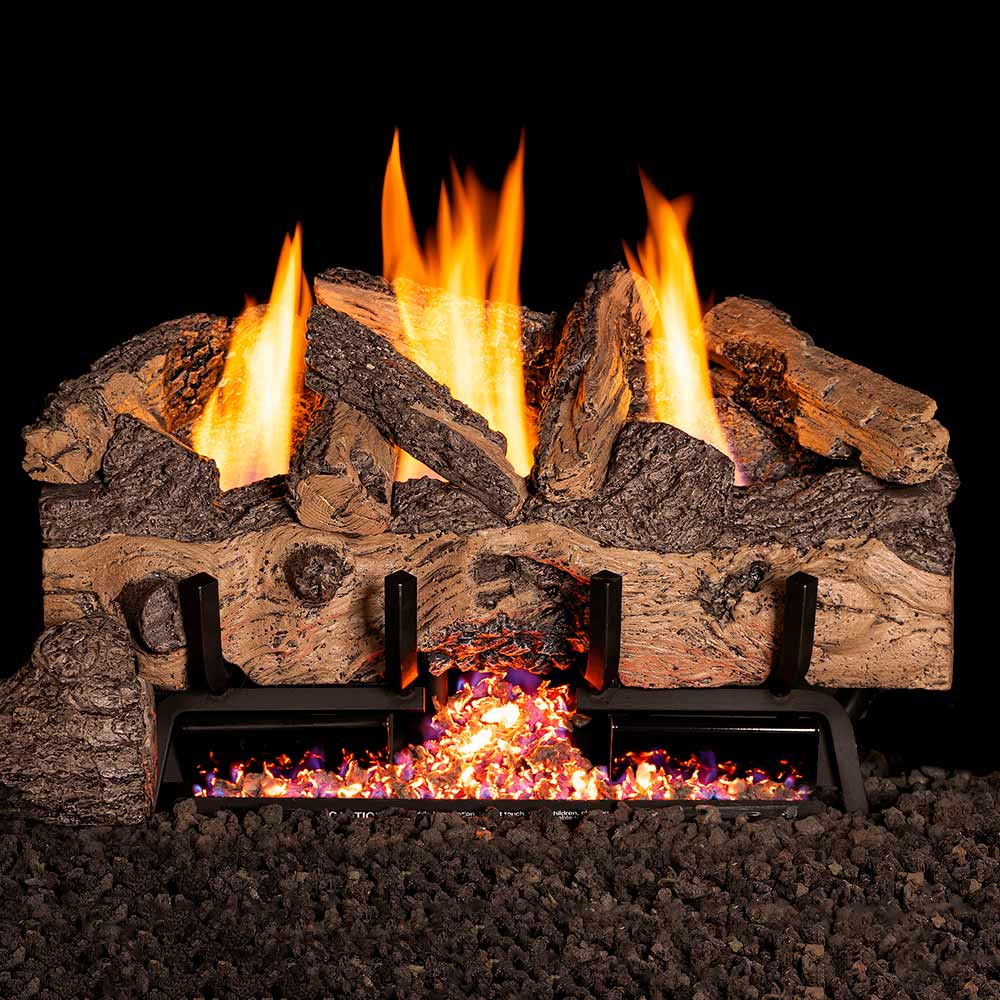 Real Fyre CHGS Charred Gnarled Split Ventless Gas Log Set, Stainless Steel, ANSI Certified