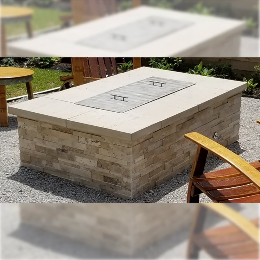 Crossfire by Warming Trends 48x30-Inch Rectangular Ready-to-Finish Fire Pit Enclosure with Tree-Style Gas Burner Kit