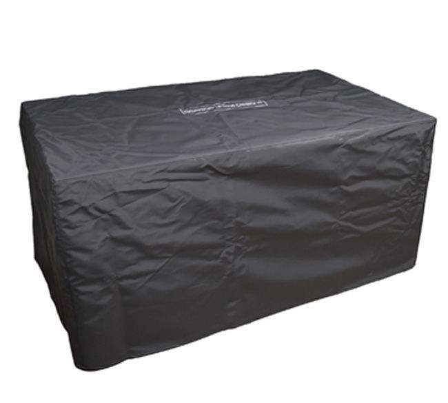 American Fyre Designs rectangular fire pit nylon cover, dark fabric, smooth fitted shape