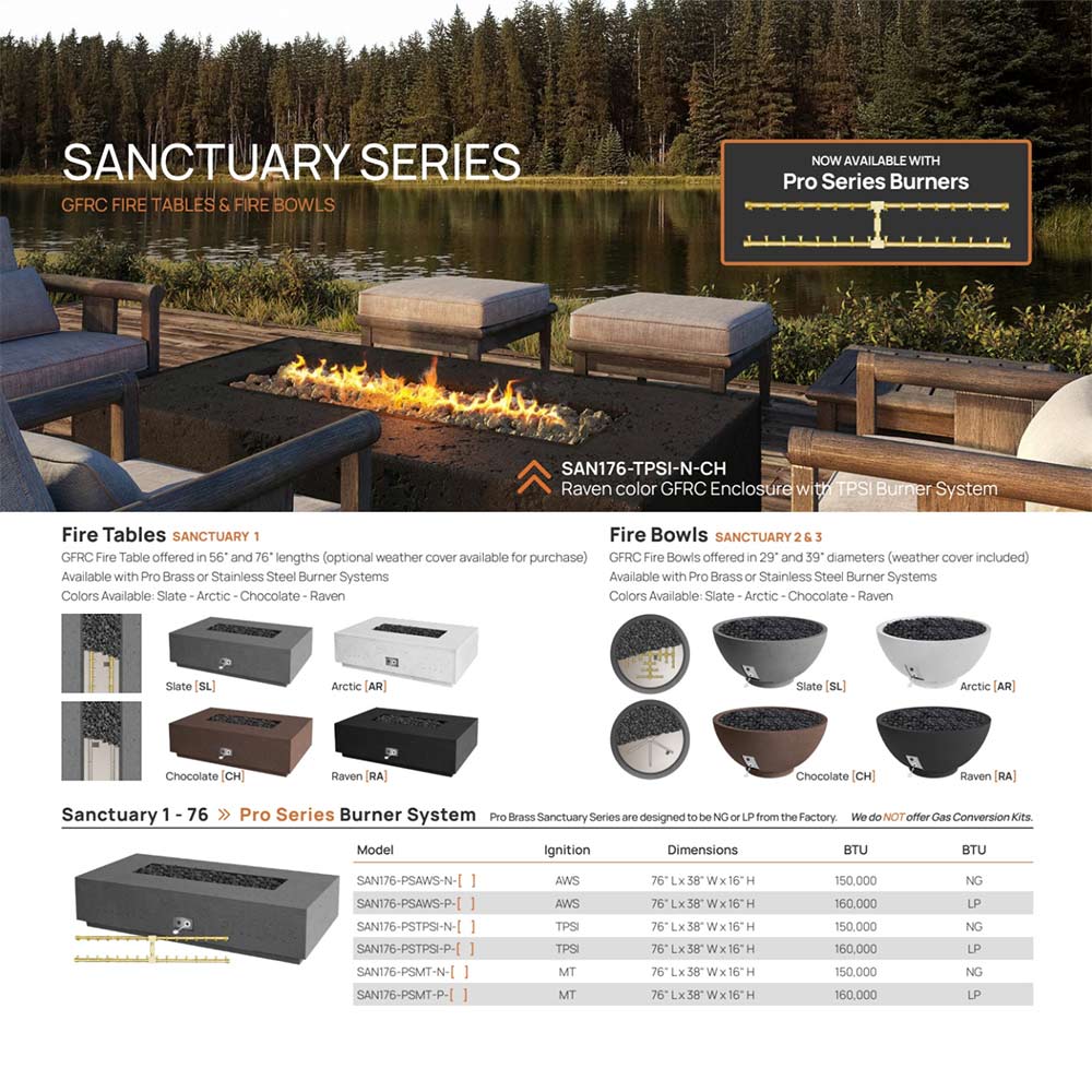 Firegear Sanctuary 1 76x38-Inch Pro Series Concrete Gas Fire Table