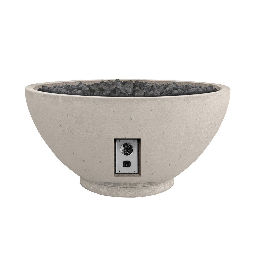 Firegear SAN2 gas fire bowl in light stone with burner control panel