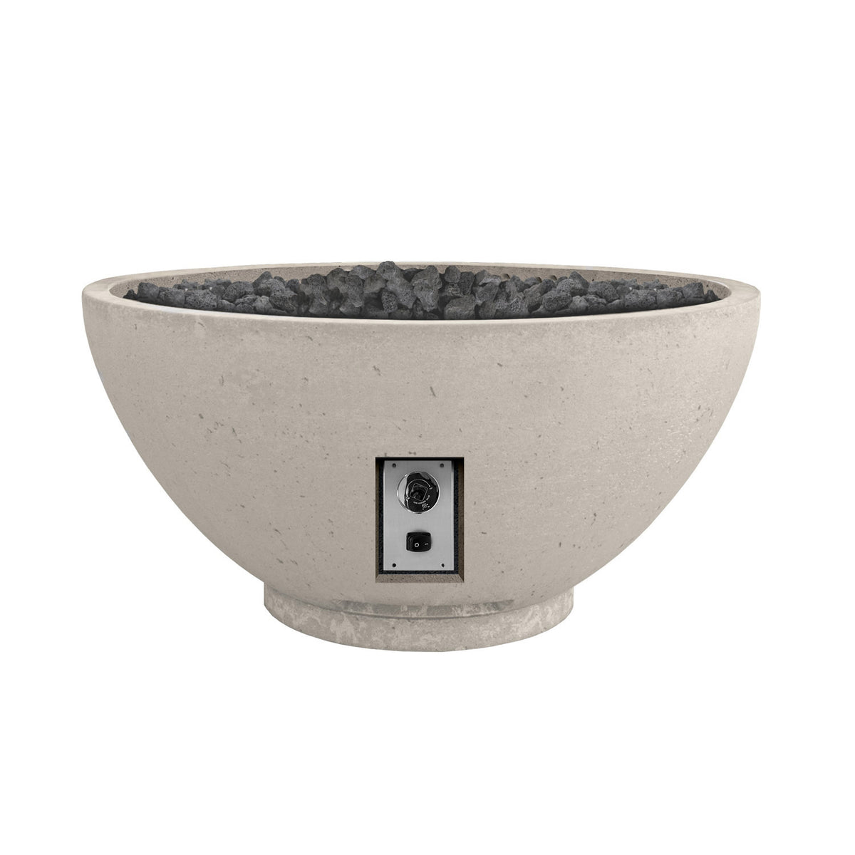 Firegear SAN2 gas fire bowl in light stone with burner control panel
