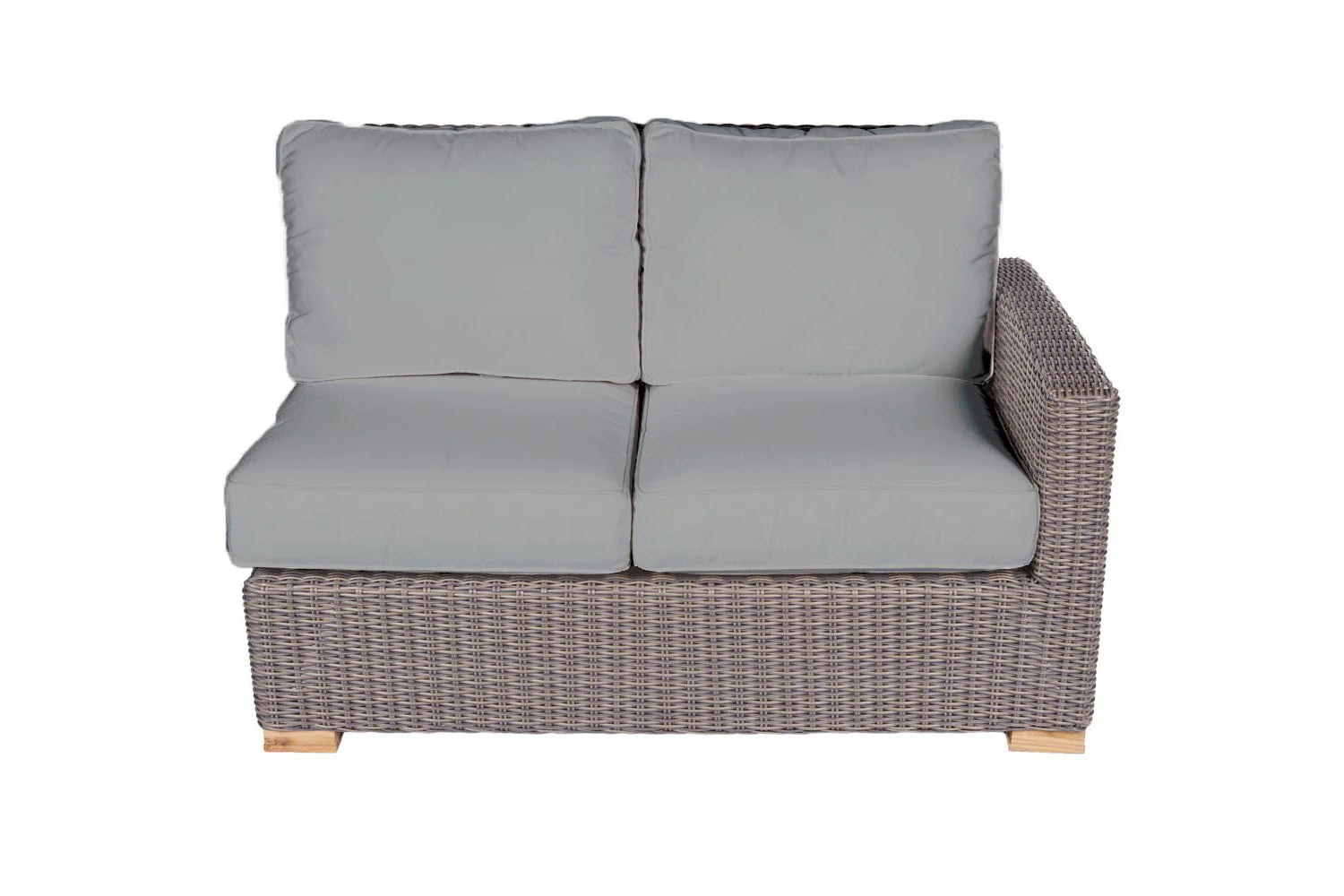 Royal Teak Collection SB2L Sanibel Deep Seating Wicker Sectional Couch Two-Seat Section with Left Arm
