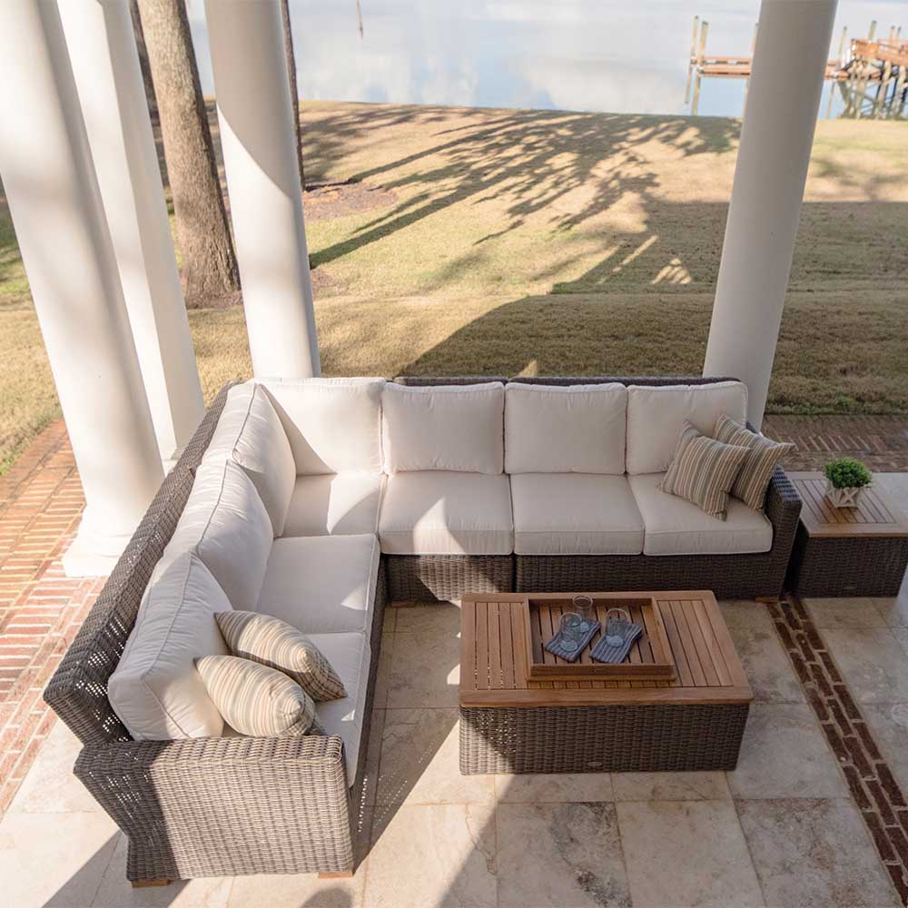 Royal Teak Collection SB2L Sanibel Deep Seating Wicker Sectional Couch Two-Seat Section with Left Arm