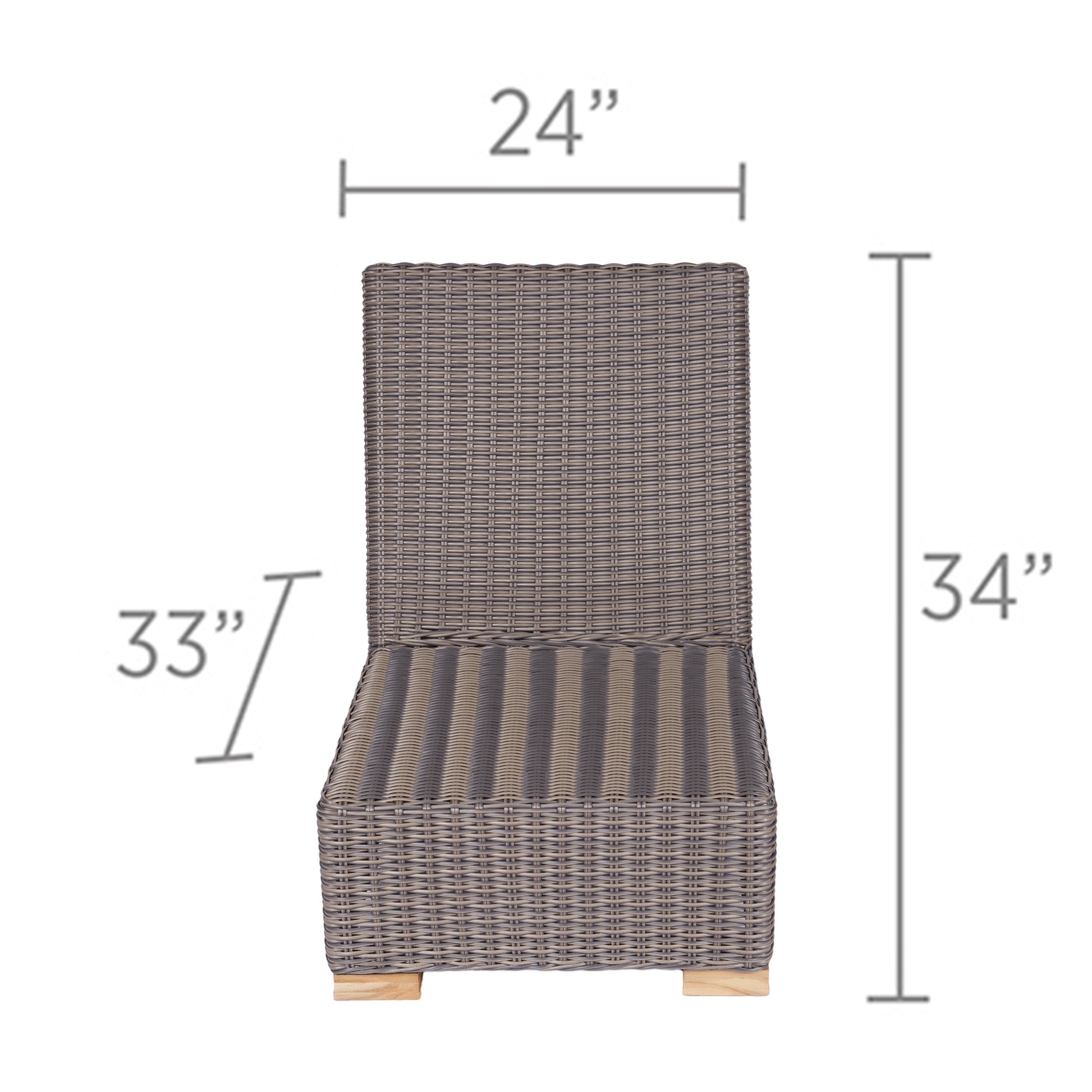 Woven wicker chair insert with dark striped cushion panel and tufted back