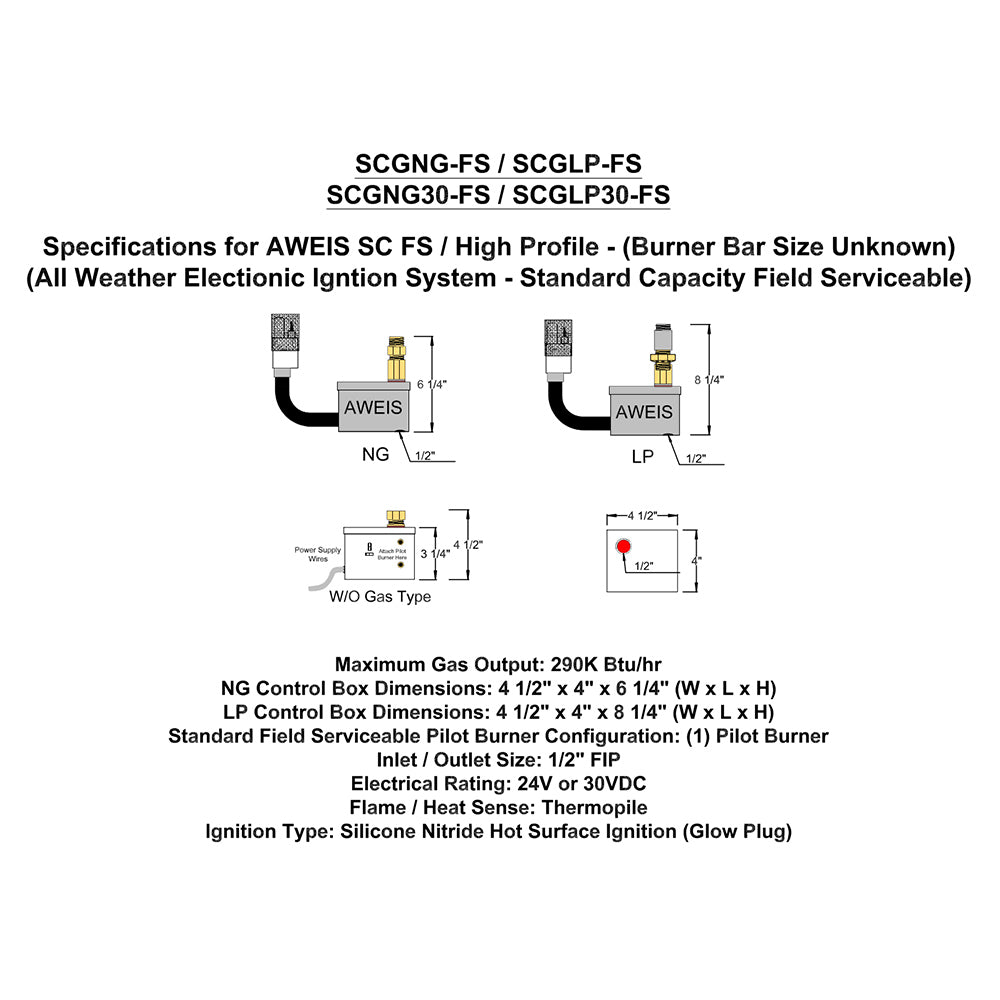 Fire by Design SCG-FS Field Serviceable Standard Capacity AWEIS Electronic Gas Fire Pit Ignition System