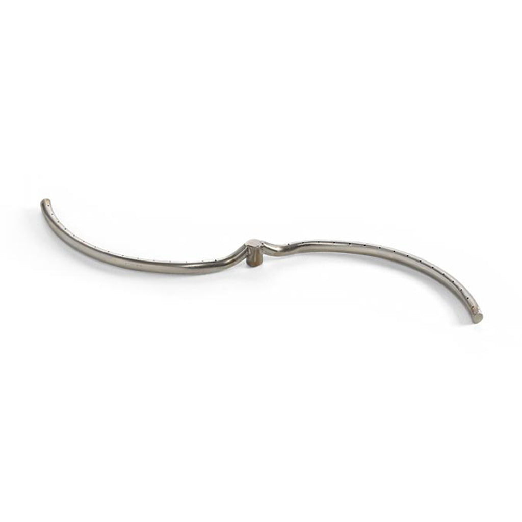 Stainless steel curved gas burner tube with end tips and center fitting