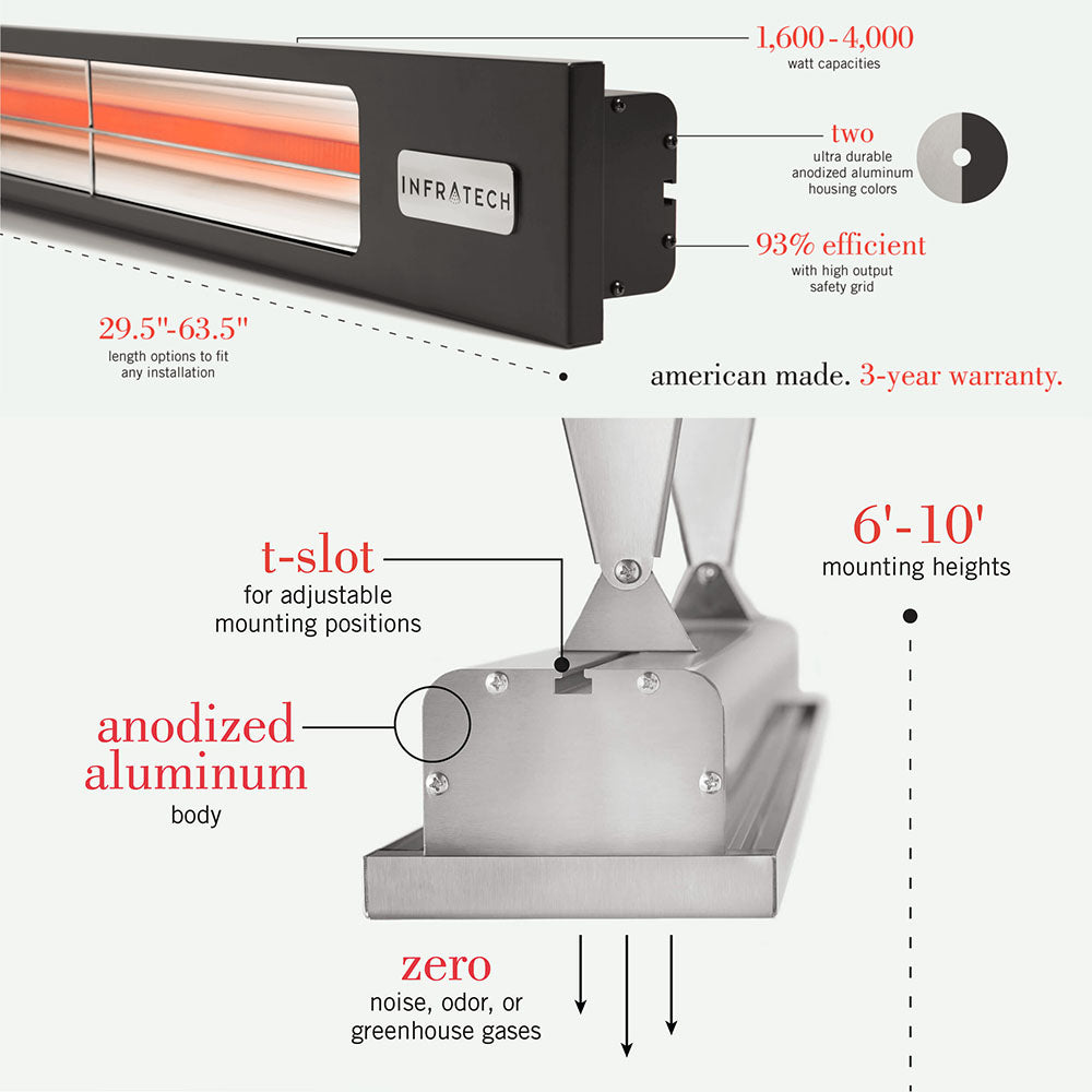 Infratech Slimline Series Single Element Infrared Electric Patio Heater