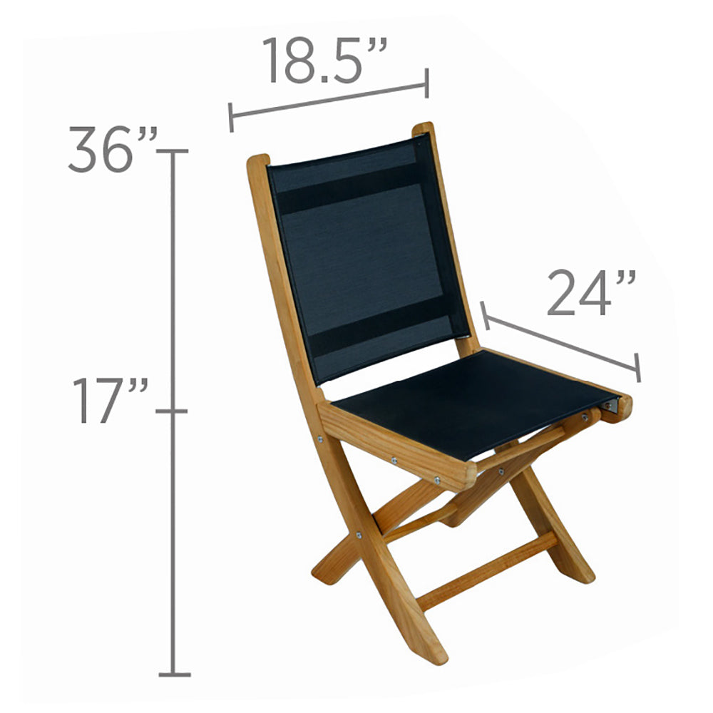 Royal Teak Collection SM Sailmate Teak Sling Folding Side Chair