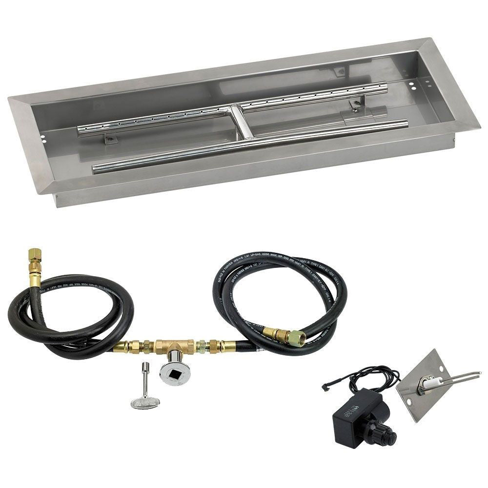 American Fire Glass Spark Ignition Fire Pit Kits, Rectangular Bowl Pans