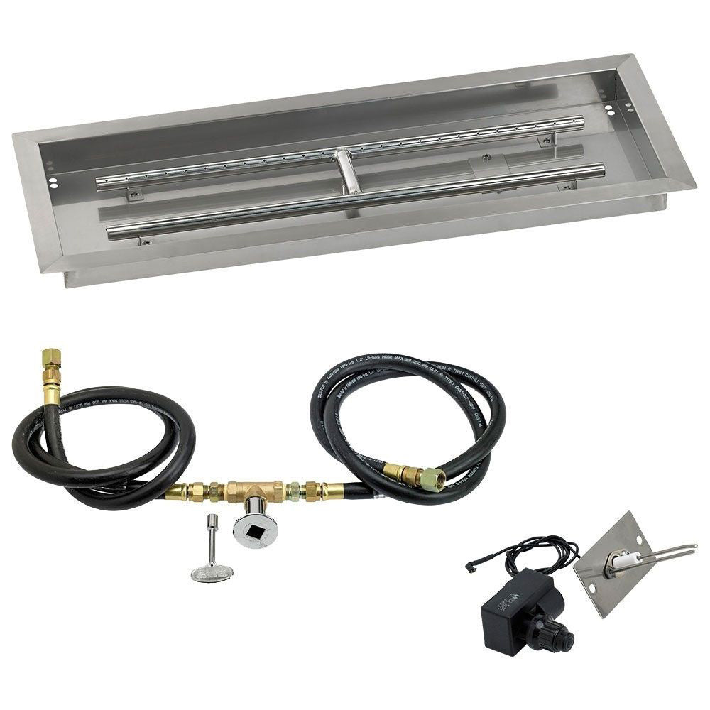 American Fire Glass Spark Ignition Fire Pit Kits, Rectangular Bowl Pans