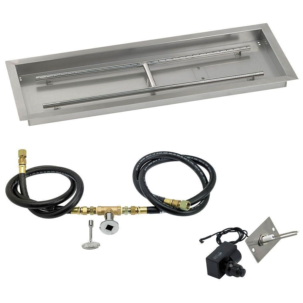 American Fire Glass Spark Ignition Fire Pit Kits, Rectangular Bowl Pans
