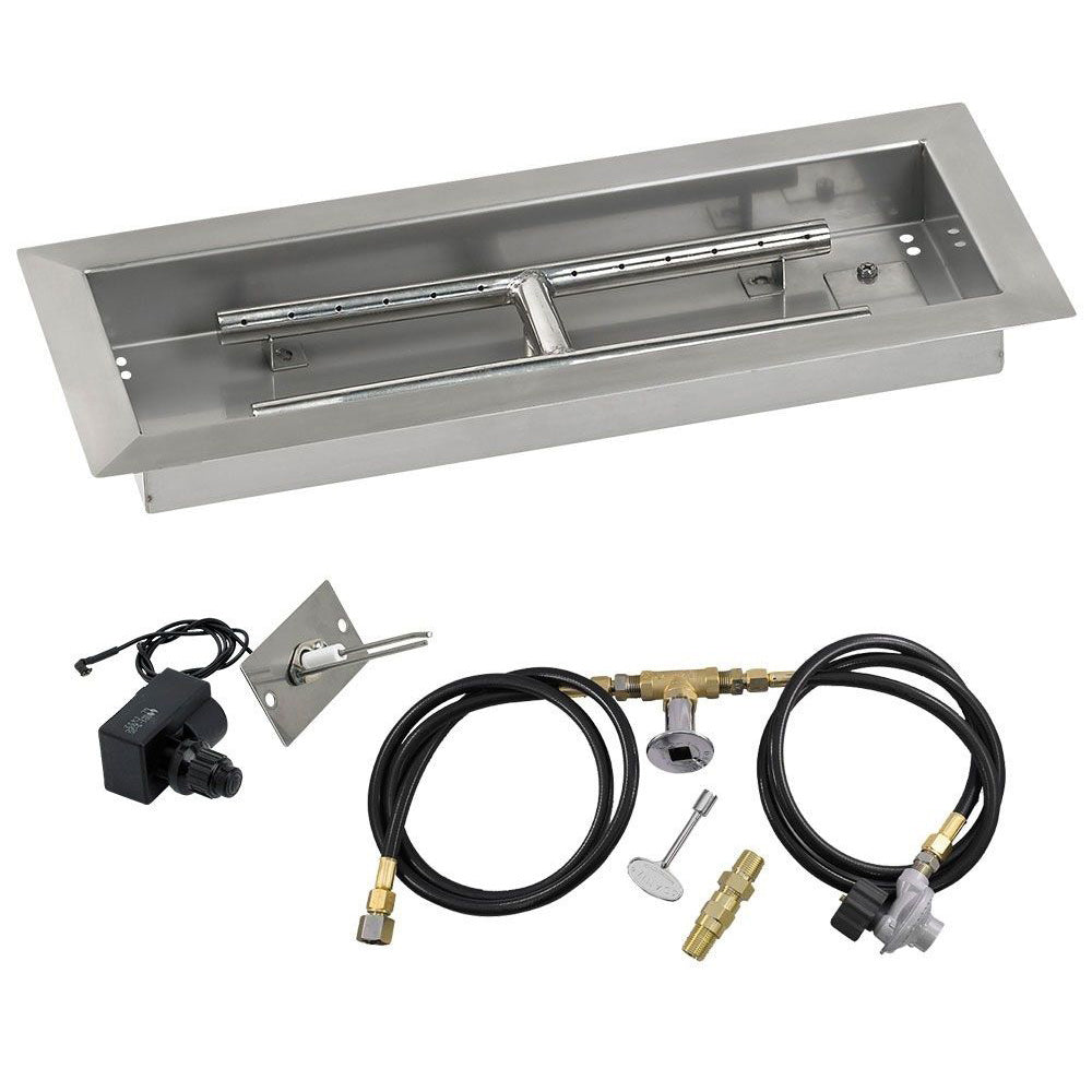 American Fire Glass Spark Ignition Fire Pit Kits, Rectangular Bowl Pans