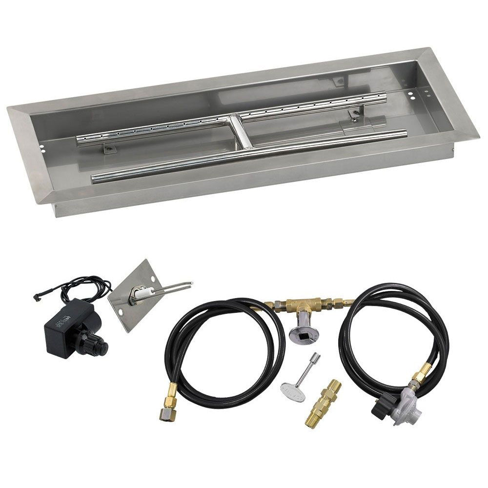 American Fire Glass Spark Ignition Fire Pit Kits, Rectangular Bowl Pans