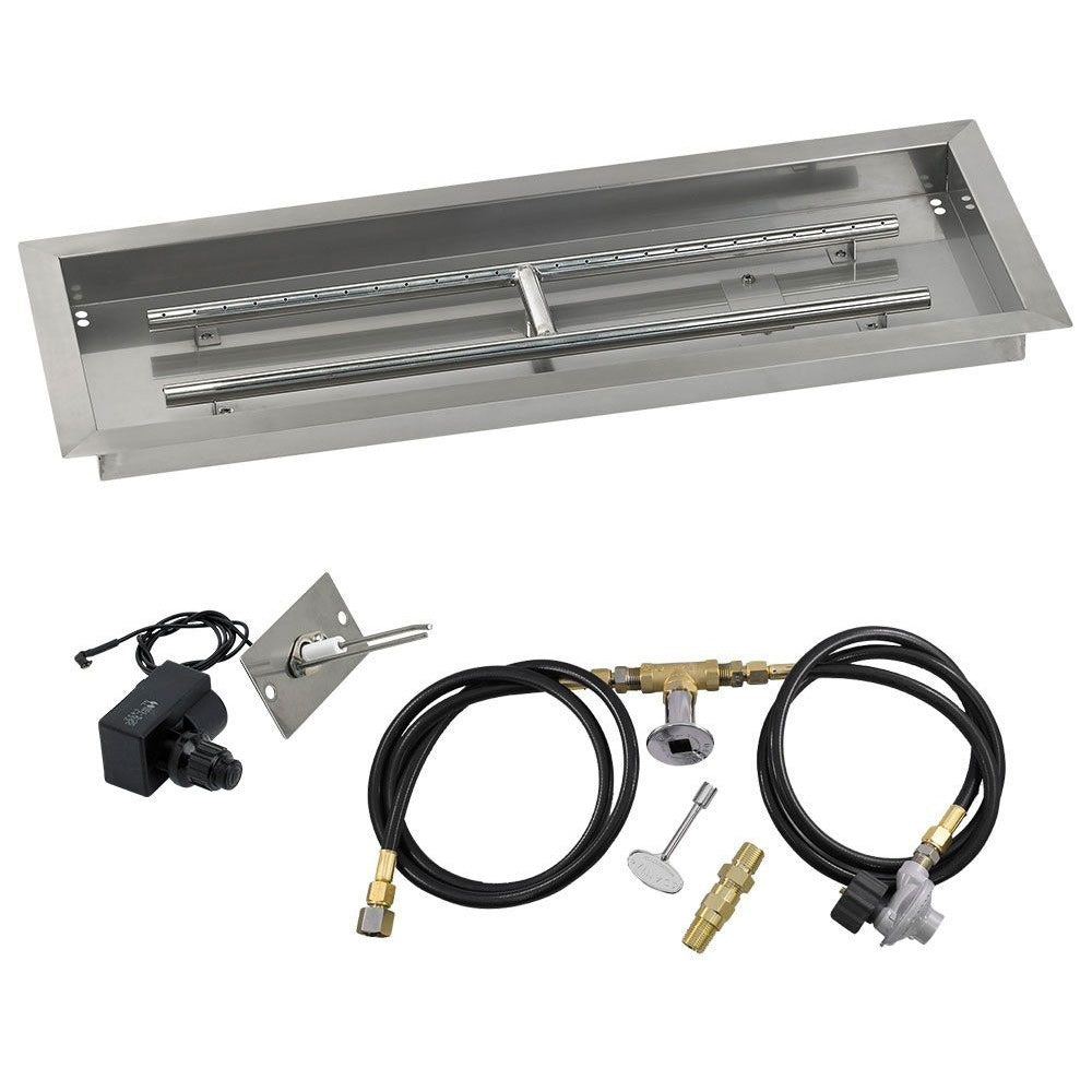 American Fire Glass Spark Ignition Fire Pit Kits, Rectangular Bowl Pans