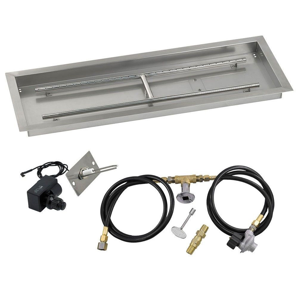 American Fire Glass Spark Ignition Fire Pit Kits, Rectangular Bowl Pans