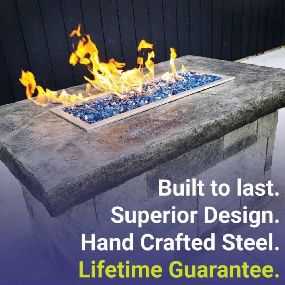 American Fire Products Rectangular Stainless Steel Drop-In Pan Fire Pit Kit with Spark Ignition