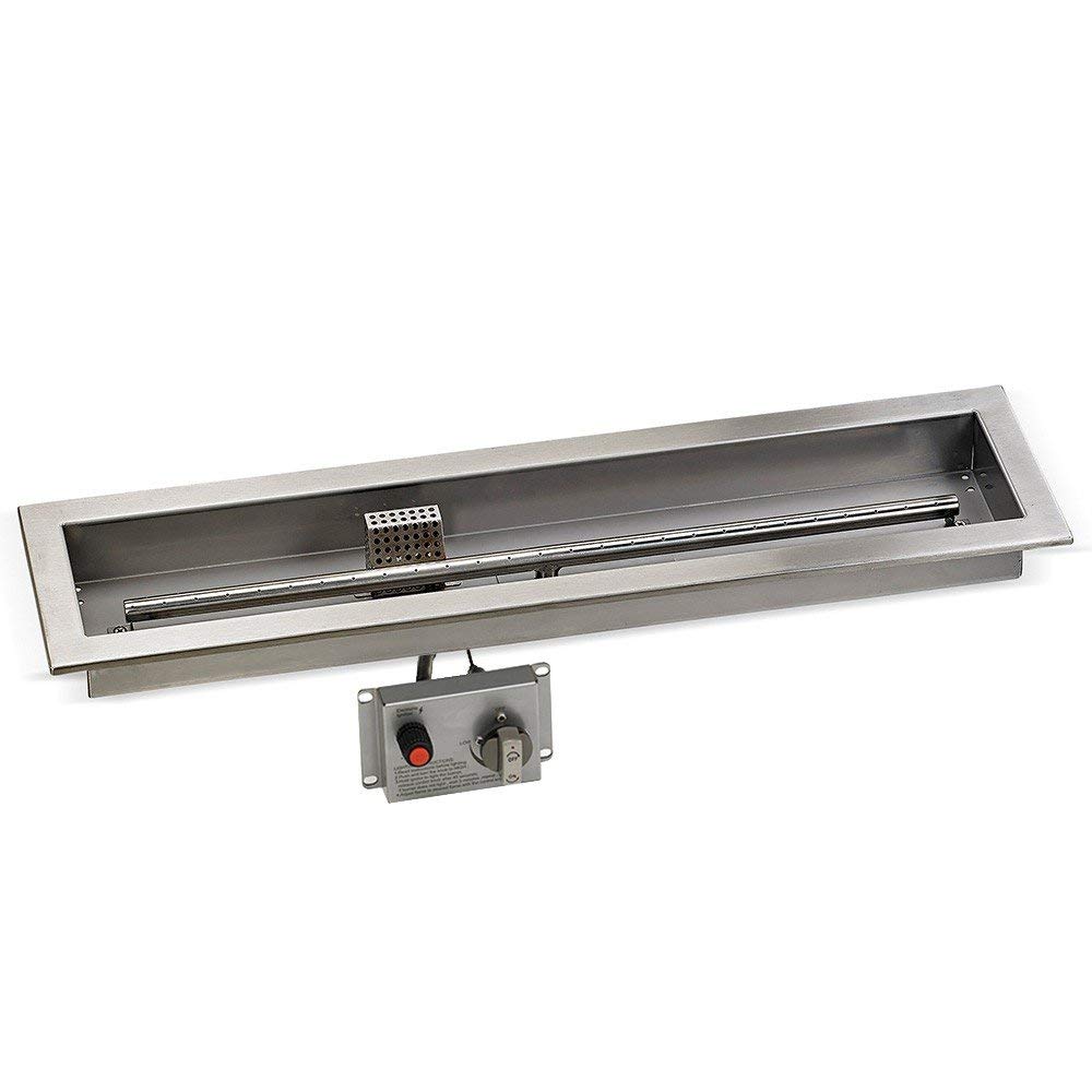 American Fire Glass CSA Certified Spark Ignition Fire Pit Kit, Linear Trough Pan with Burner