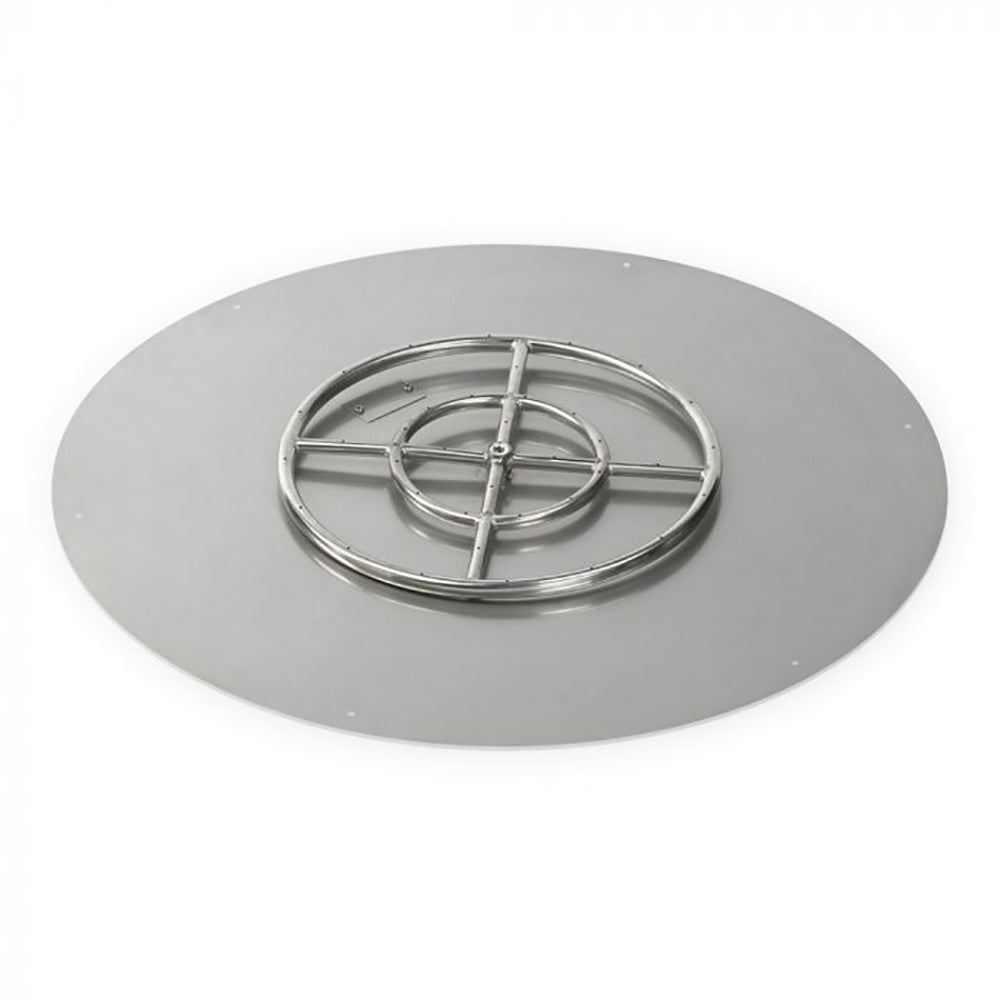American Fire Glass Fire Pit Burner Pan with Burner, Round Flat