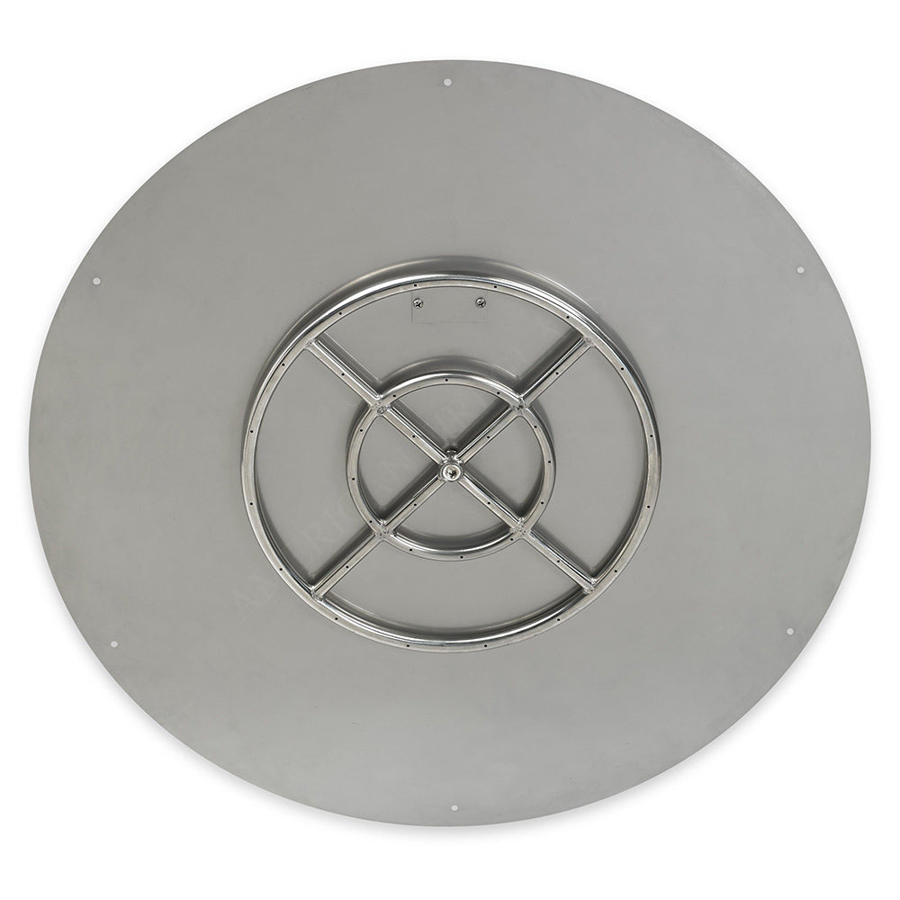 American Fire Glass Fire Pit Burner Pan with Burner, Round Flat