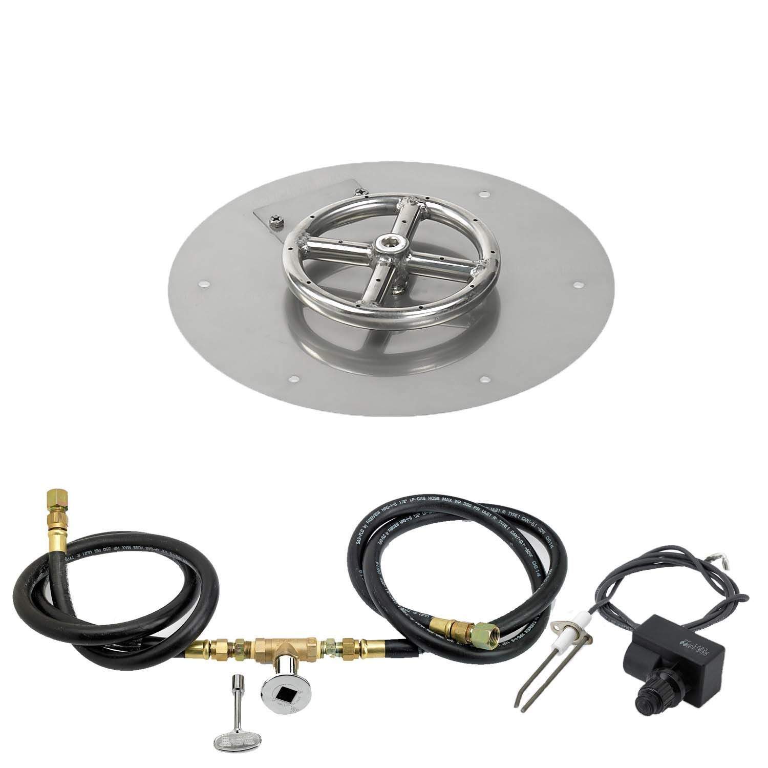 American Fire Glass Spark Ignition Fire Pit Kits, Round Flat Pans