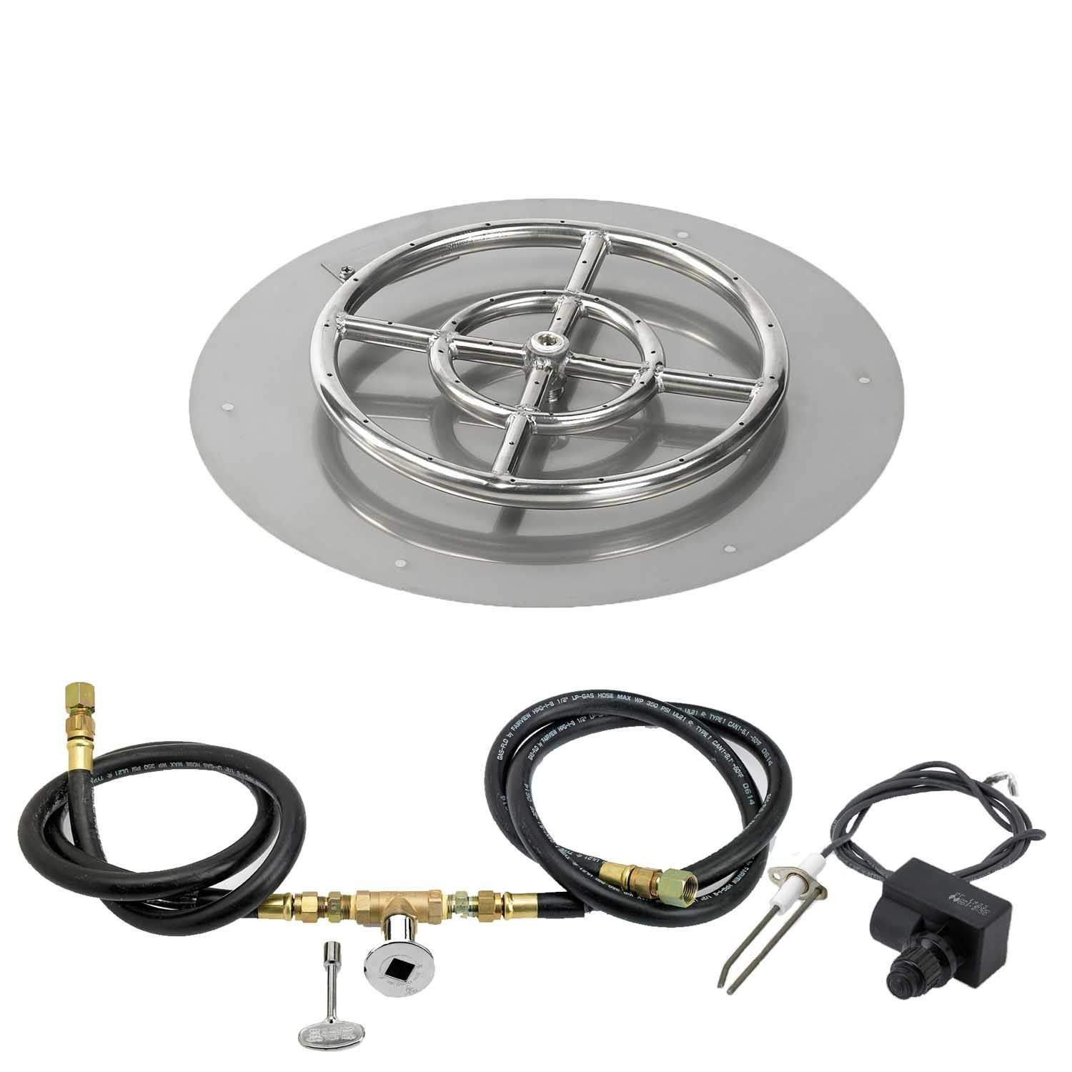 American Fire Glass Spark Ignition Fire Pit Kits, Round Flat Pans