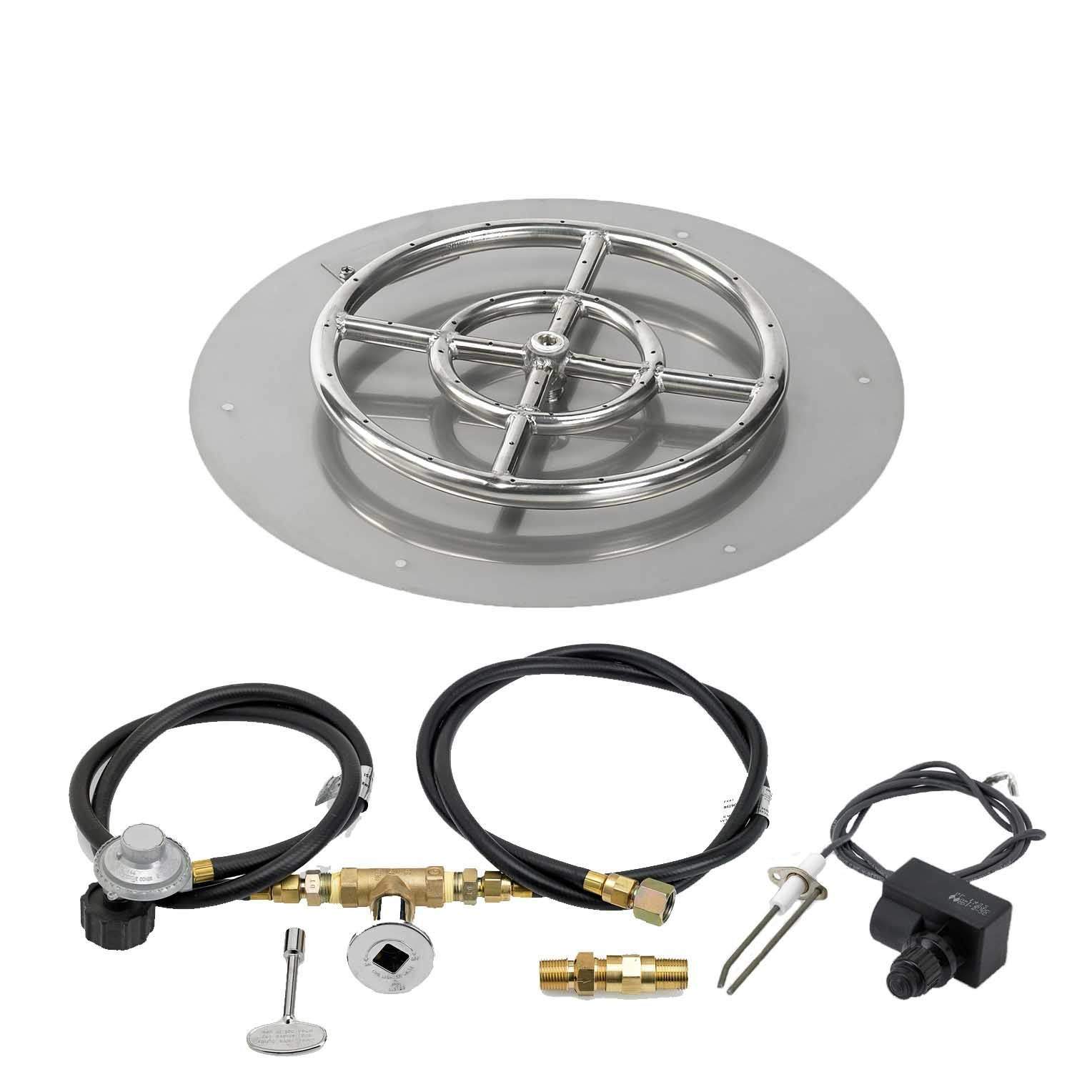 American Fire Glass Spark Ignition Fire Pit Kits, Round Flat Pans