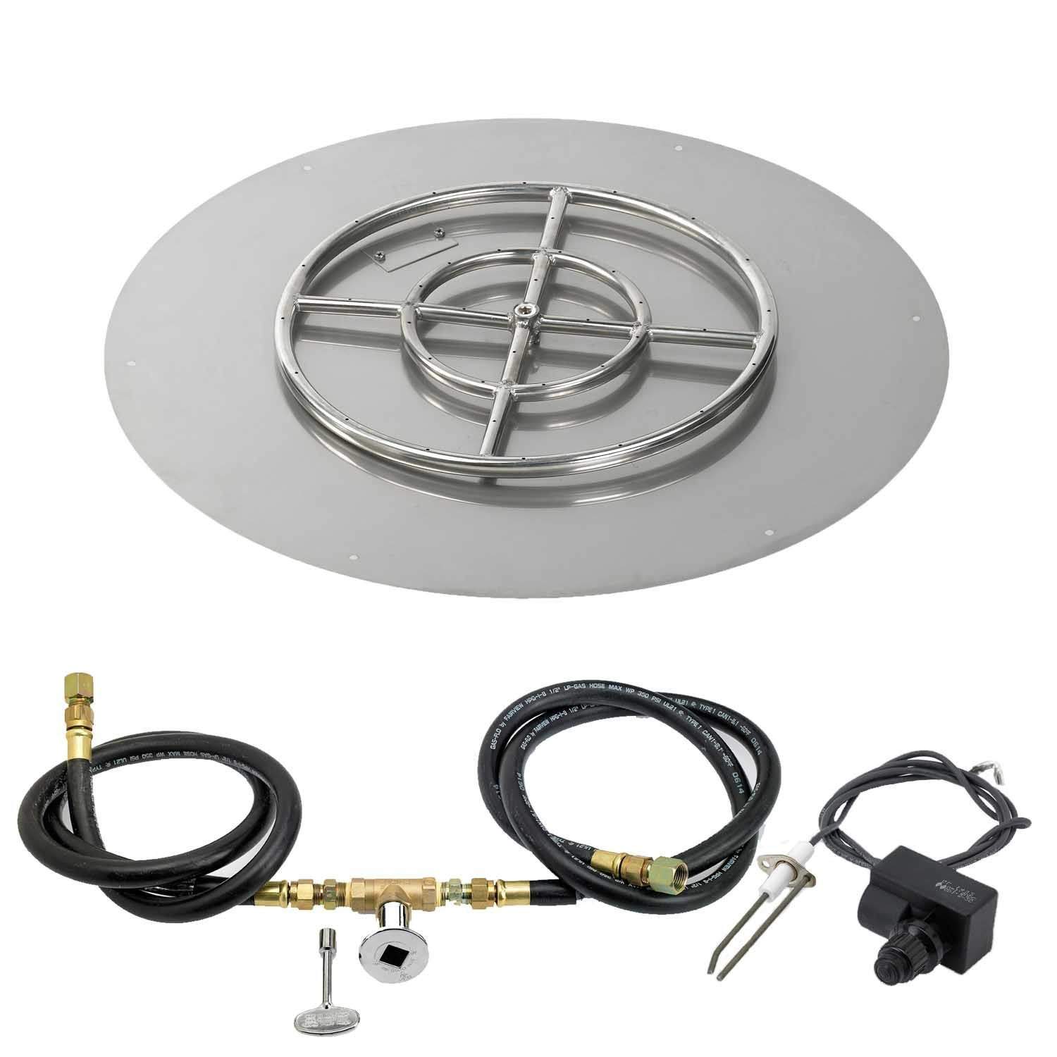 American Fire Glass Spark Ignition Fire Pit Kits, Round Flat Pans