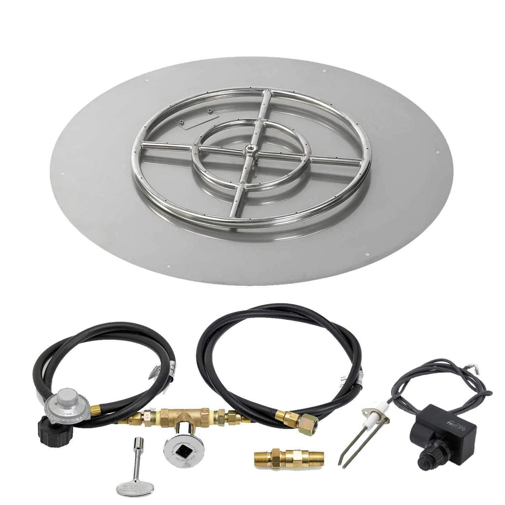 American Fire Glass Spark Ignition Fire Pit Kits, Round Flat Pans