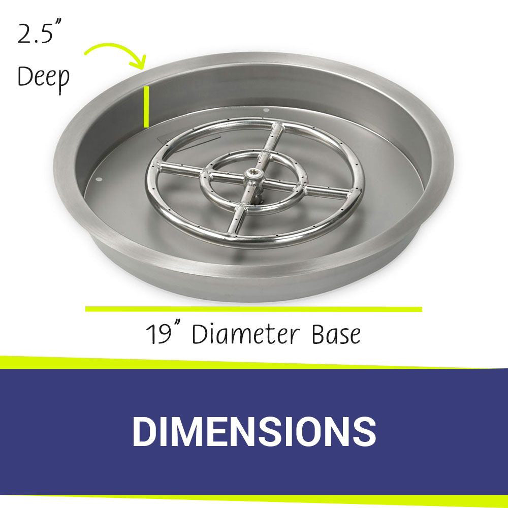 American Fire Glass Round Stainless Steel Pan with Burner