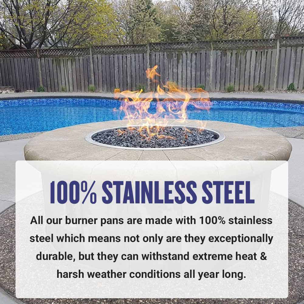 American Fire Glass Round Stainless Steel Pan with Burner