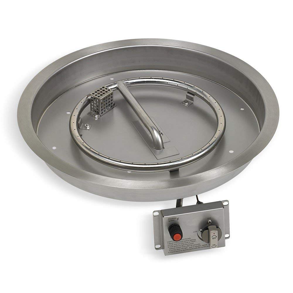 American Fire Glass CSA Certified Spark Ignition Fire Pit Kit, Round Bowl Pans