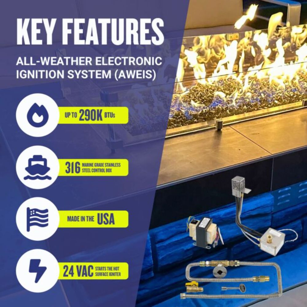 American Fire Products 18-Inch Square Stainless Steel Flat Pan with 12-Inch Burner and Electronic Ignition