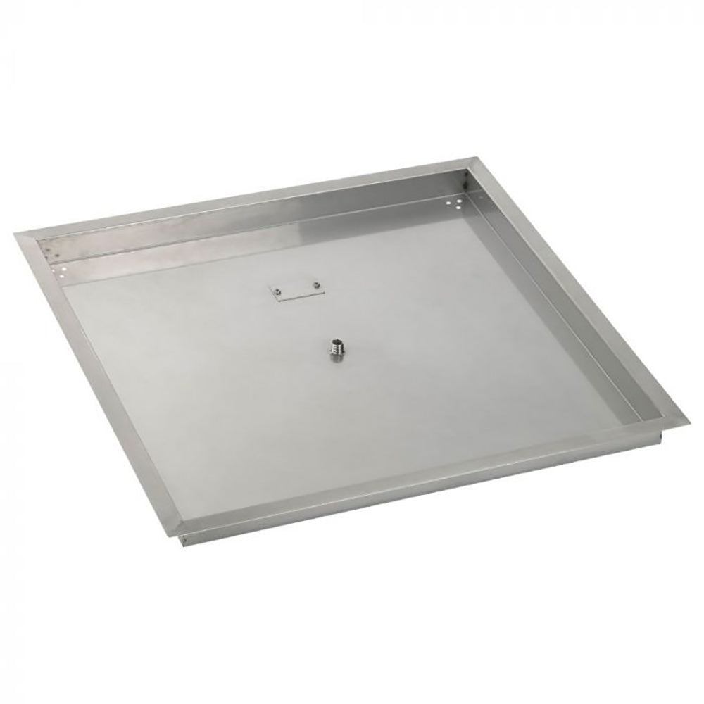 American Fire Glass Drop-In Fire Pit Burner Pan with Burner, Square Bowl