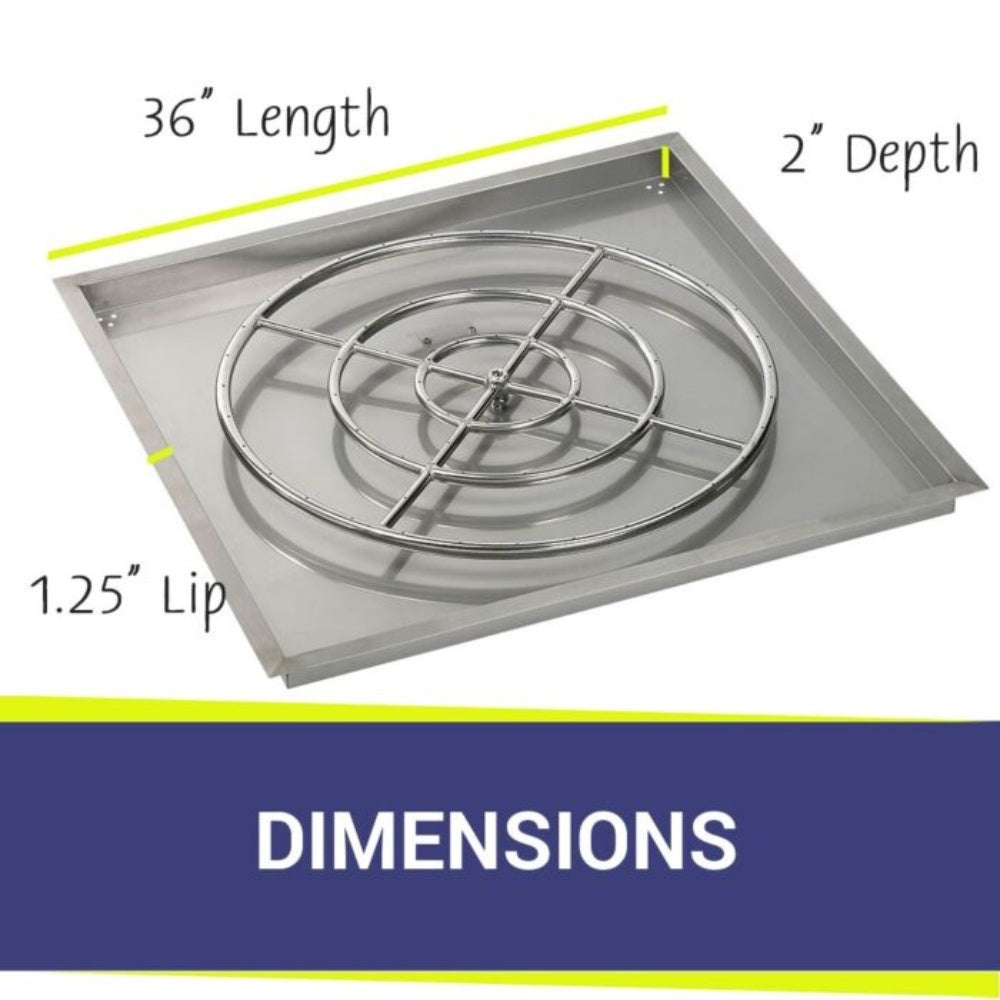 American Fire Products 36-Inch Square Stainless Steel Flat Pan with 30-Inch Burner and High-Capacity Electronic Ignition