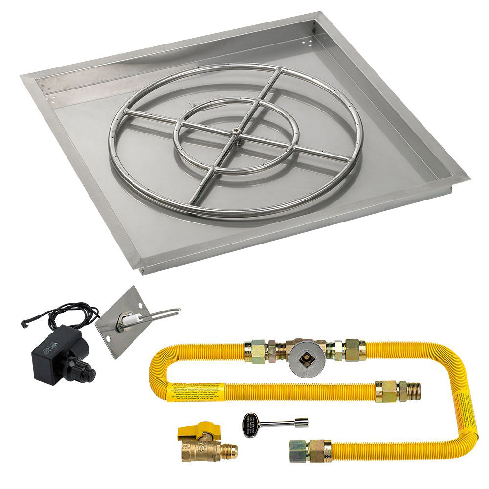 American Fire Glass Spark Ignition Fire Pit Kits, Square Bowl Pans