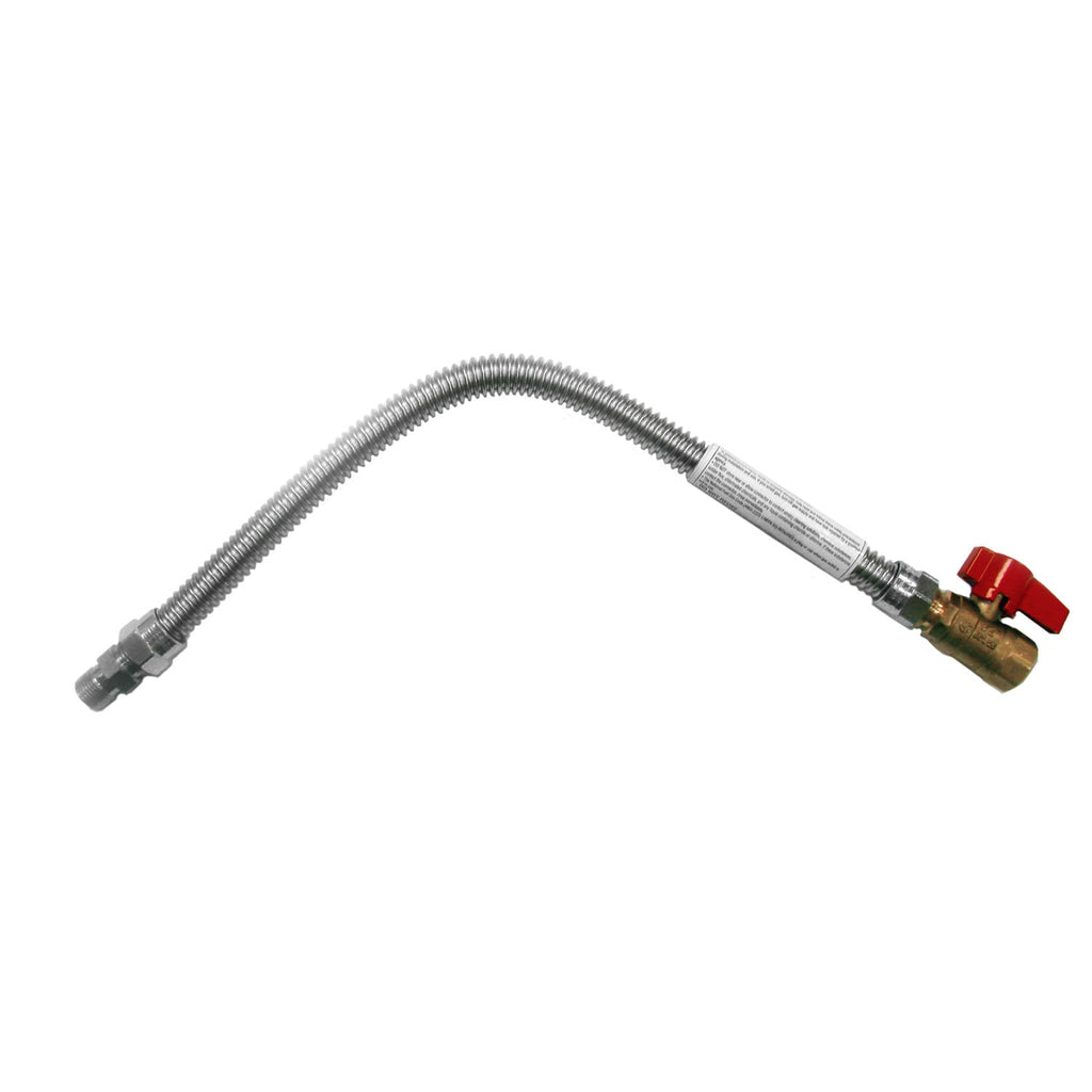 Stainless steel gas flex line with on/off valve and end fittings