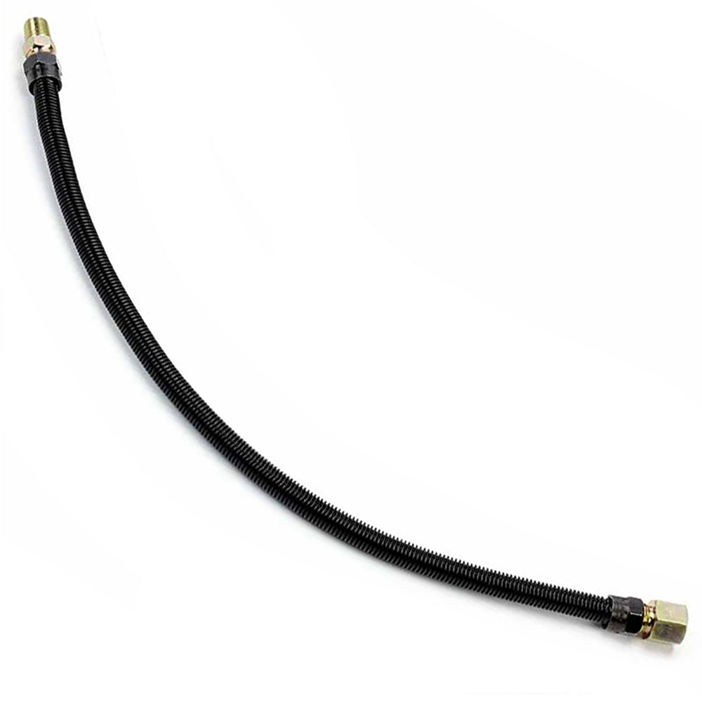 Black coated stainless steel gas flex line with brass end fitting, flexible hose