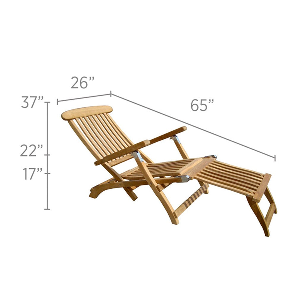 Royal Teak Collection Teak Lounging Steamer Deck Chair