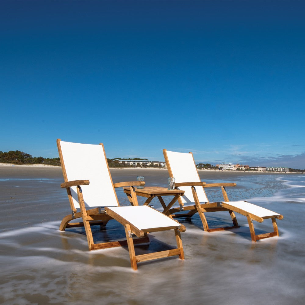 Royal Teak Collection Teak Lounging Steamer Sling Chair