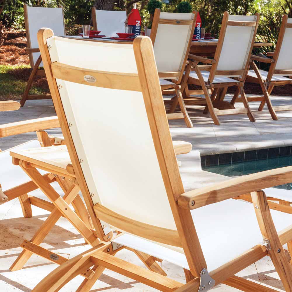 Royal Teak Collection Teak Lounging Steamer Sling Chair