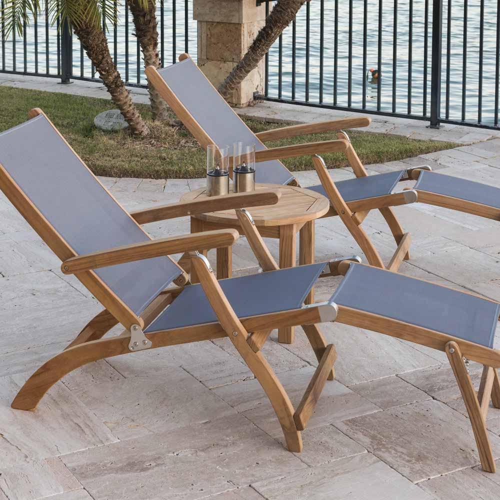 Royal Teak Collection Teak Lounging Steamer Sling Chair