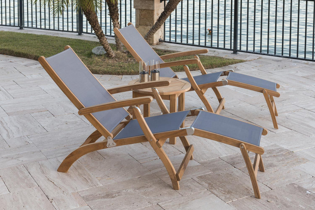 Royal Teak Collection Teak Lounging Steamer Sling Chair