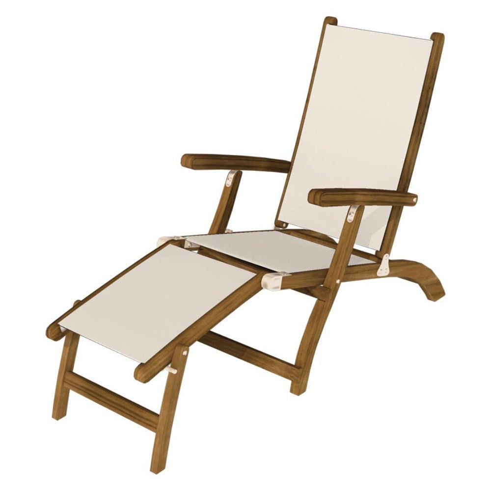 Royal Teak Collection Teak Lounging Steamer Sling Chair