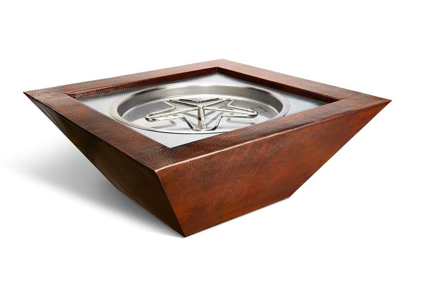 HPC Fire Sedona 40x40-Inch Square Hammered Copper Gas Fire Pit