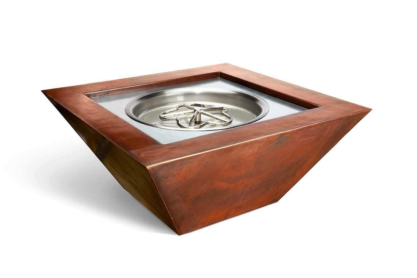 HPC Fire Sierra 36x36-Inch Square Smooth Copper Gas Fire and Water Pit