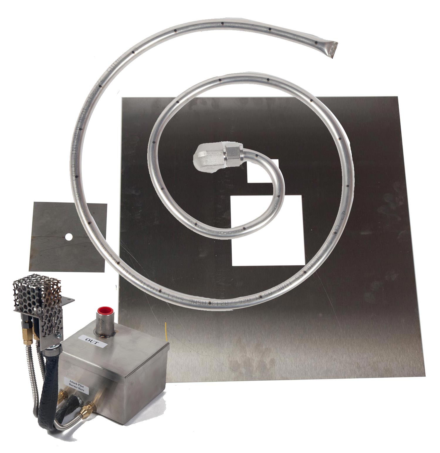 Fire by Design MGSQFBP Gas Fire Pit Burner Kit with Square Flat Pan