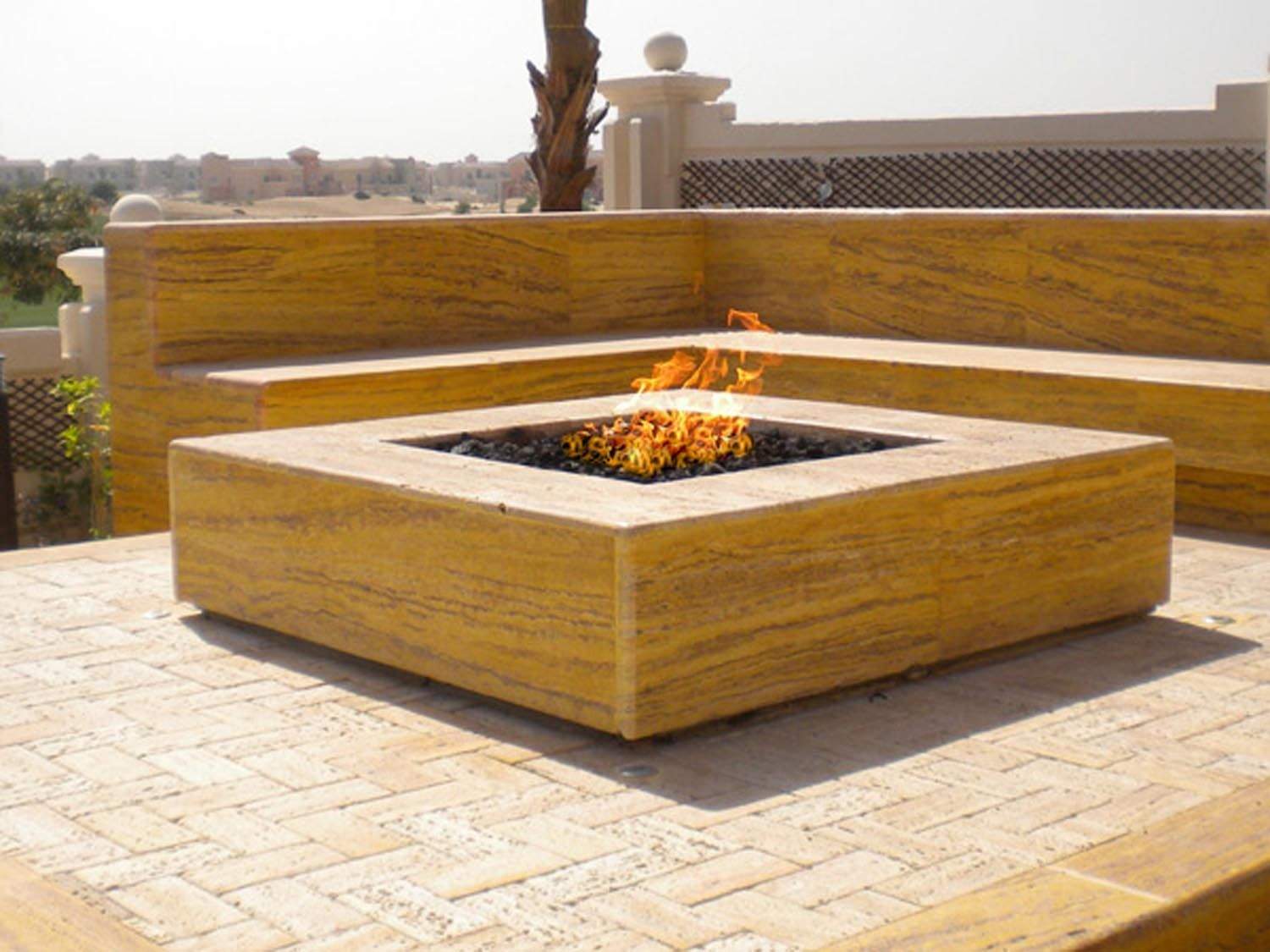 HPC Fire Square Match Light Gas Fire Pit Kit
