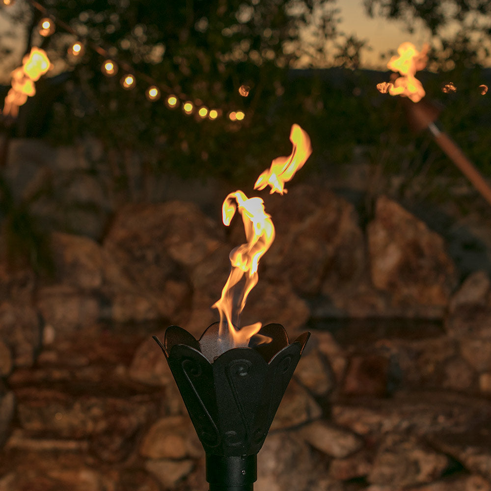 Fire by Design Tulip Gas Torch Head with Black Powder-Coated Pole