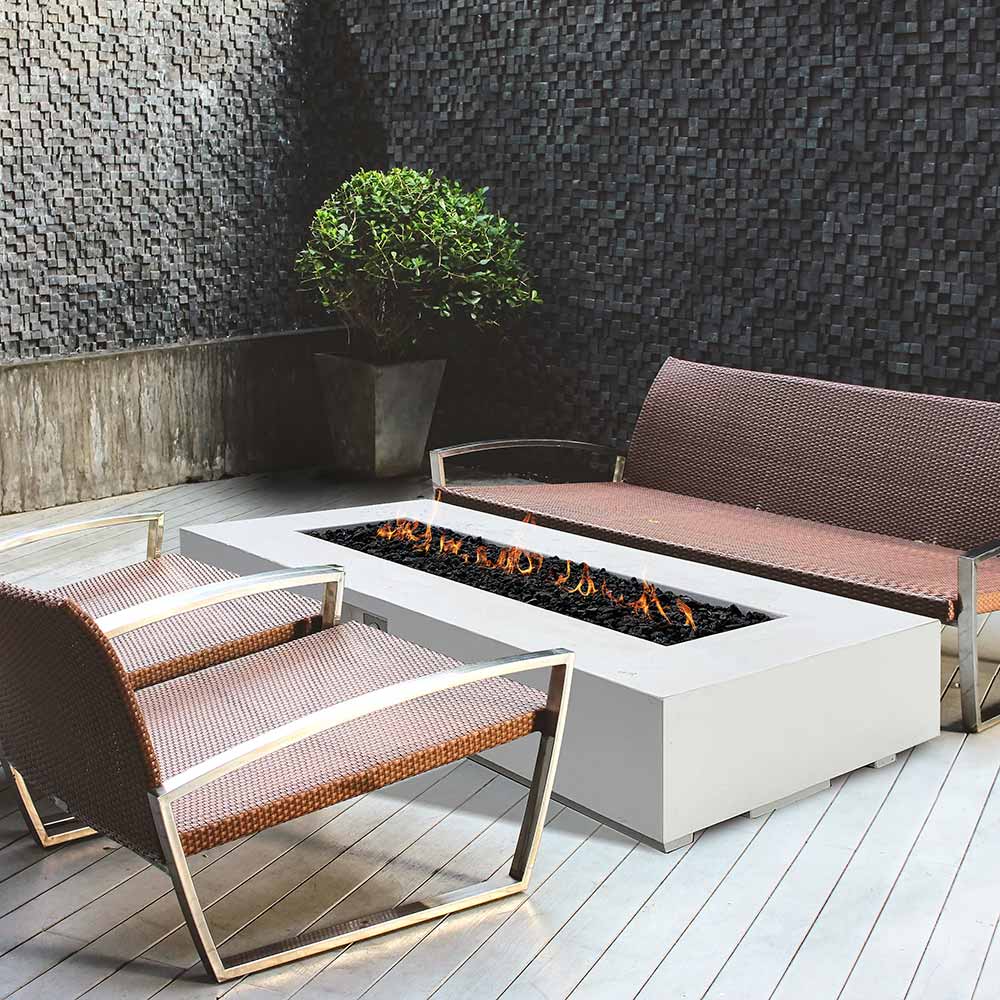 Prism Hardscapes Tavola 6 Concrete Gas Fire Pit, 90x38-Inch